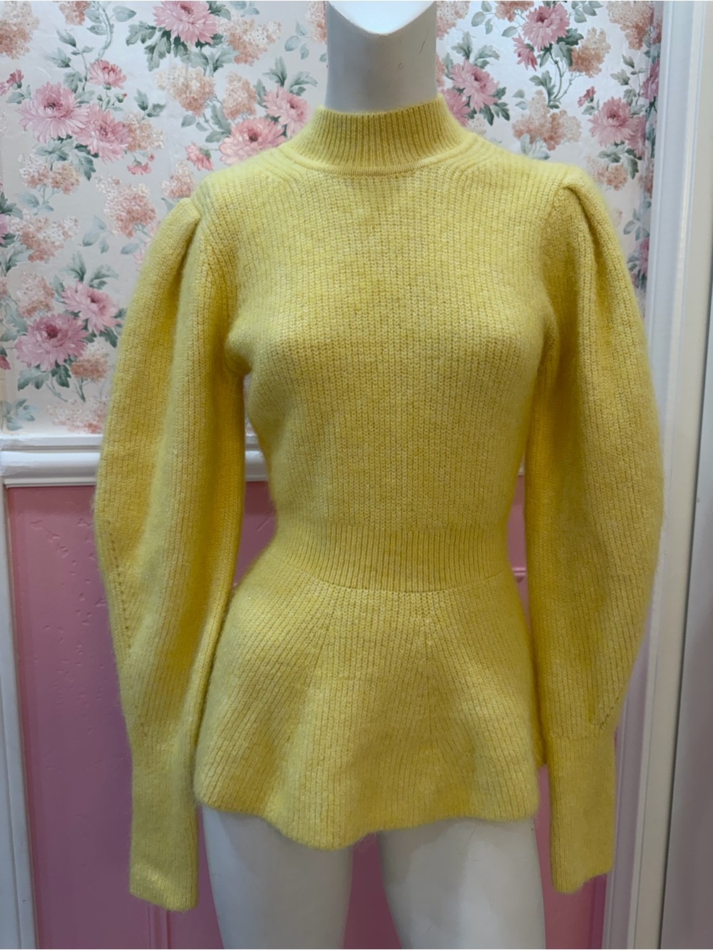 Alpaca H&M Yellow Turtleneck Peplum Sweater